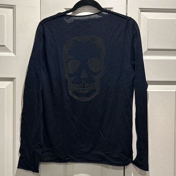 NWT Zadig & Voltaire Navy Sweater w Skull on back, Size Large - Picture 3 of 8